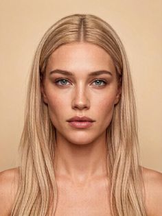 Woman with blonde hair and blue eyes looking directly at the camera