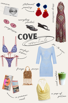 Collage of summer fashion essentials and accessories