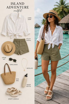 Woman in a straw hat and sunglasses on a wooden pier in a tropical location