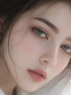 Close up portrait of a woman with soft lighting and pink blush