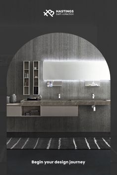 Modern bathroom vanity with double sinks and an illuminated mirror