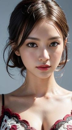 Woman with dark hair and red top, looking directly at the viewer
