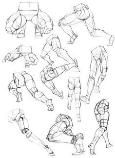 Multiple sketches of human legs in various poses for anatomical study