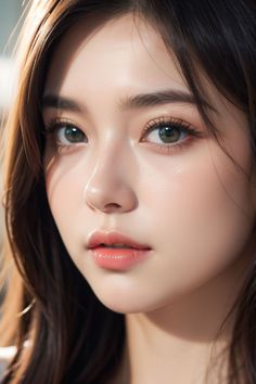 Close up portrait of a woman with long hair and soft lighting