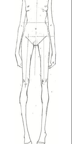 Full body croquis illustration of a slim female figure