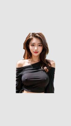 Woman with long hair wearing a sheer black off-shoulder top