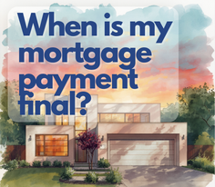 Watercolor illustration of a modern house at sunset with text overlay