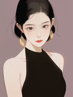 Woman with short black hair and gold earrings wearing a black top