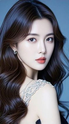 Woman with long dark hair and silver jewelry looking at the viewer