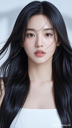 Woman with long black hair and soft lighting in a portrait shot