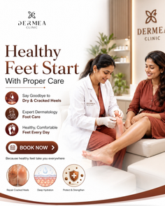 Medical professional examining a patient's foot in a clinic setting