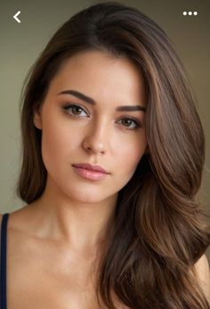 Woman with long brown hair and brown eyes in a close-up portrait