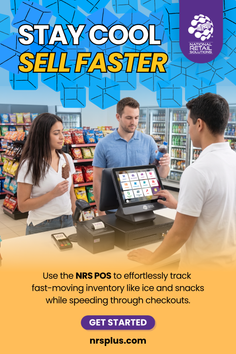 Customers at a convenience store checkout with a point of sale system