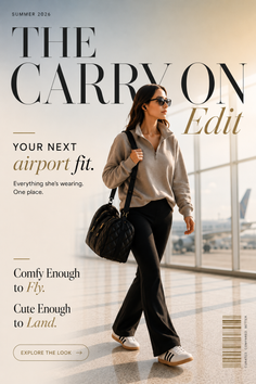 Woman in a sweatshirt and black pants walking through an airport