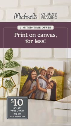 A canvas print of a happy family in a golden hour outdoor setting