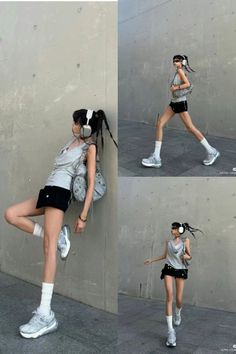 Woman with braids, headphones, and sunglasses posing outdoors