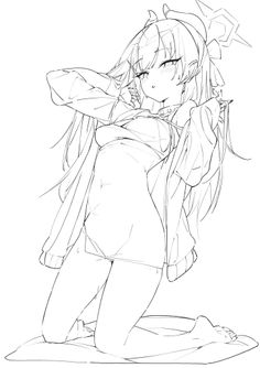 Anime girl with long hair and a choker in an erotic pose