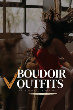 Woman in red lingerie with hair in motion, shot indoors