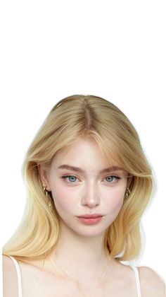 Close up portrait of a young woman with blonde hair and blue eyes