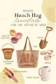 Amazon beach bag essentials for the aesthetic mom with sand toys