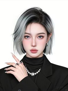 Woman with short gray hair wearing a black turtleneck and jewelry