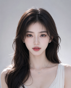 Woman with long dark hair wearing a white top and jewelry