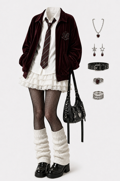 Full body shot of a school uniform outfit with accessories