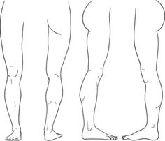 Line art illustration of human legs from back and side views