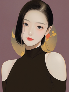 Woman with short black hair and earrings wearing a black top