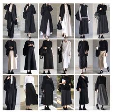 Multiple people showcasing various minimalist and modest fashion outfits