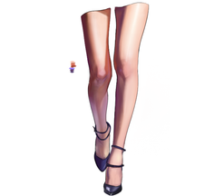 Illustration of a pair of legs wearing dark high heels