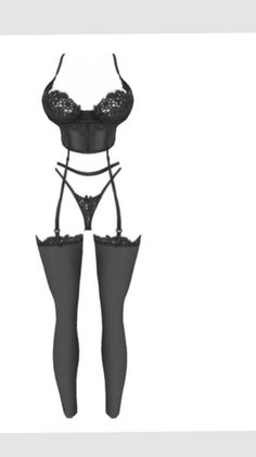Black lace lingerie set with garter belt and stockings