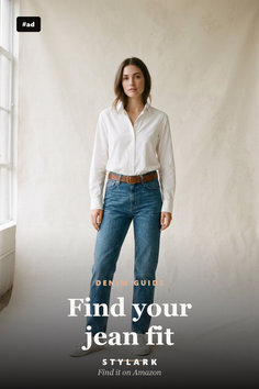 Woman in a white shirt and blue jeans standing in an indoor setting