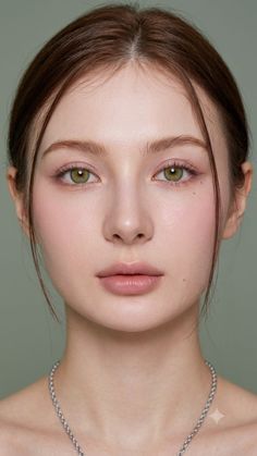 Close up portrait of a woman with green eyes and brown hair