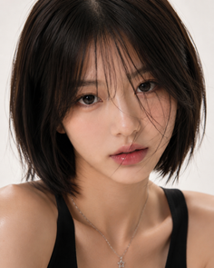 Woman with short black hair wearing a black top and star necklace