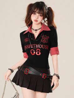Anime style girl with twin tails wearing a red and black outfit