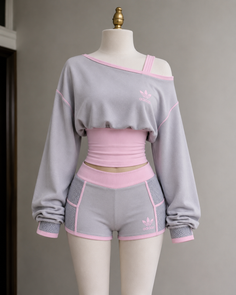 Athletic crop top and shorts set on a mannequin