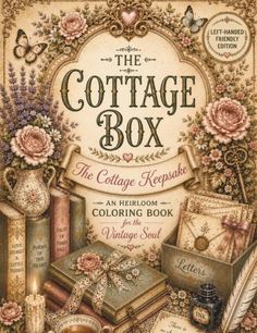 Vintage-style illustration with books, flowers, and butterflies around a title