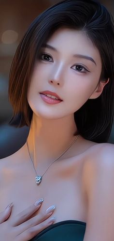 Illustration of a woman with short black hair and a necklace