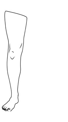 Minimalist line art drawing of a single bare leg and foot
