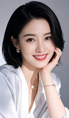 Woman with short black hair and a white shirt smiling at the camera