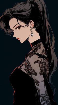Illustration of a woman with a ponytail wearing a sheer top and choker
