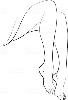 Minimalist line art illustration of bare legs and feet
