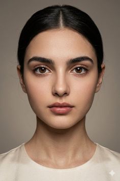 Woman with dark hair pulled back, looking directly at the viewer