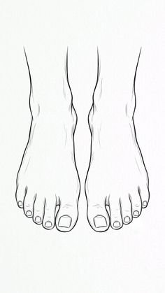 Line art illustration of two bare feet with visible toes
