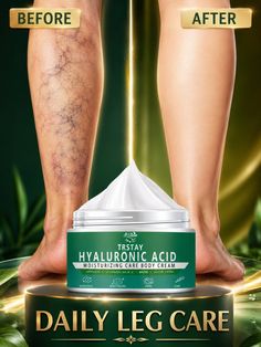Before and after comparison of legs with a skin care product