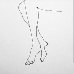 Minimalist line art drawing of two legs and feet