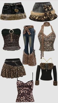 Collection of leopard print and fur-trimmed clothing items