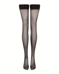 Pair of sheer black stockings on a white background