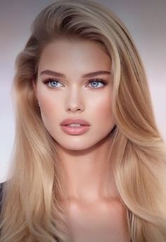 Realistic portrait of a woman with long blonde hair and blue eyes